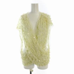 ブラウス カットソー シアー シースルー スパンコール レース Vネック 1 S アイボリー