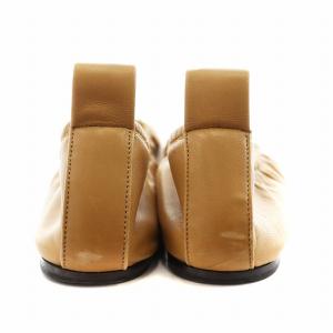 CELINE ソフトバレリーナ バレエシューズ ギャザー レザー 38 24.5cm 25.0cm ベージュ