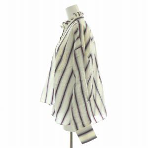 ISABEL MARANT ETOILE コットンシルクレーヨンストライプブラウス シャツ 長袖 フリル スタンドカラー 34 XXS マルチカラー 78-01-03-01004