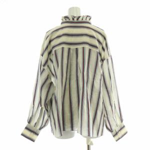 ISABEL MARANT ETOILE コットンシルクレーヨンストライプブラウス シャツ 長袖 フリル スタンドカラー 34 XXS マルチカラー 78-01-03-01004