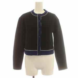 20AW カーディガン スウェット素材 リブニット 長袖 36 S 黒 ブルー /G