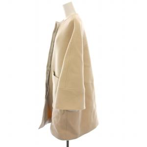 yori 22AW ウール ノーカラーコート F アイボリー ベージュ