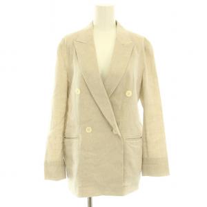 24SS リネンレーヨンストレッチダブルジャケット テーラードジャケット ダブル センターベント 麻 リネン 34 S グレージュ