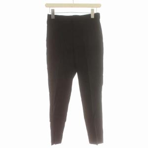 24SS リネン混 パンツ クロップド スラックス スリム 34 XS 黒 ブラック /G