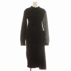 ニットワンピース アシンメトリー プリーツ 1 ブラック