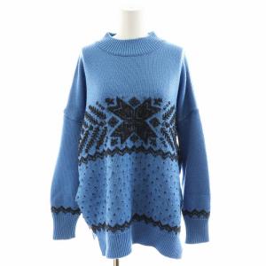 ユナイテッドアローズ別注 23AW ニット セーター 長袖 モックネック F 青 ブルー 黒 ブラック