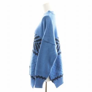 BATONER ユナイテッドアローズ別注 23AW ニット セーター 長袖 モックネック F 青 ブルー 黒 ブラック