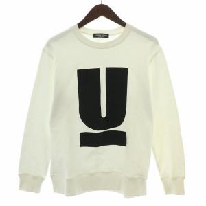 Uロゴ スウェット トレーナー 長袖 クルーネック プリント ストレッチ 3 L 白 ホワイト /BB