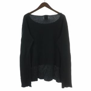 SUNSEA デザインサーマルカットソー Tシャツ 長袖 ボートネック ストレッチ 無地 黒 ブラック SNS-11S28