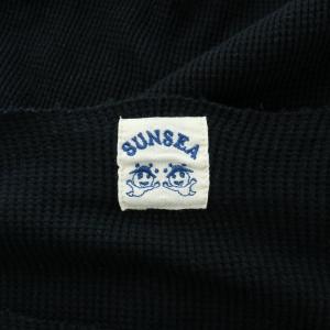 SUNSEA デザインサーマルカットソー Tシャツ 長袖 ボートネック ストレッチ 無地 黒 ブラック SNS-11S28