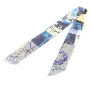 HERMES ツイリー 鍵への螺旋 TOURS DE CLES スカーフ ネイビー ブルー