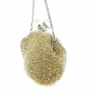 ANTEPRIMA 2WAY ハンドバッグ ショルダーバッグ パーティーバッグ 編み込み がま口 チェーン ベージュ シルバー色