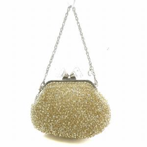 ANTEPRIMA 2WAY ハンドバッグ ショルダーバッグ パーティーバッグ 編み込み がま口 チェーン ベージュ シルバー色