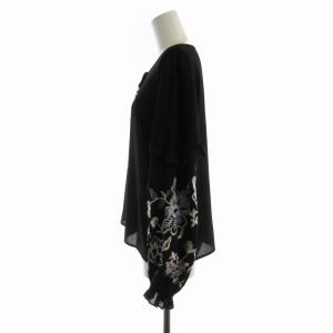 GRACE CONTINENTAL シャツ ブラウス シアー シースルー フリル 刺繍 花モチーフ 長袖 36 黒 ブラック 18441115-0