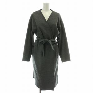 ノーカラーコート アウター ロング丈 ウール 前開きトッパー 38 グレー /BB