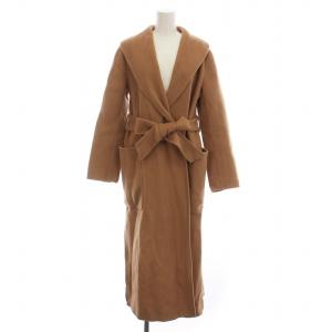 リバーコート ロング ウールビーバーガウンコート アウター 38 茶色 12-109-01-10355