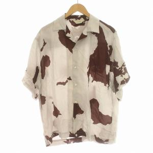 EX COW PATTERN S/S SH 半袖 シャツ オープンカラーシャツ 総柄 2 M グレー 茶