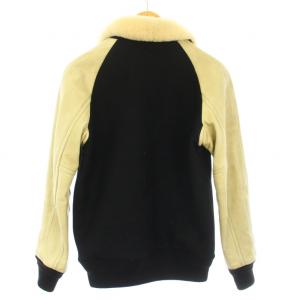 n(n) BY NUMBER (N)INE レザースリーブ メルトンボア スタジャン ブルゾン アウター 3 黒 ベージュ