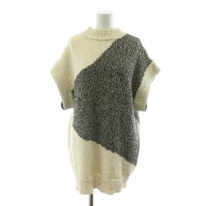 イタリー糸スラブインターシャニット ベスト プルオーバー 38 ベージュ ブラック 531-2170212