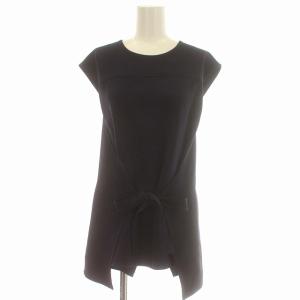 22AW CLASSIC CREPE ORDAN SS ノースリーブ シャツ ブラウス リボン S ネイビー 紺