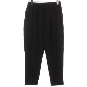 イージーパンツ ストライプ リネン S 黒 ブラック /DK