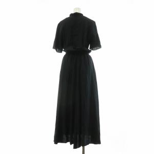 IENA シャツワンピース フレア ミモレ ロング スキッパー 半袖 36 S 黒 ブラック /NQ