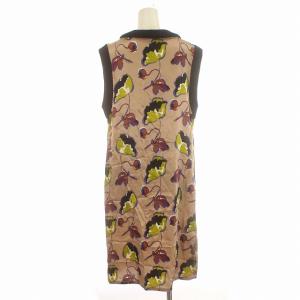 miumiu ワンピース ノースリーブ 花柄 2014-1123 ひざ丈 42 ベージュ /G