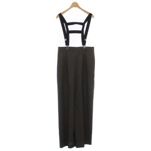 ENFOLD 22AW ワイドパンツ スラックス ハイウエスト サスペンダー付き 38 M グレー 300FA231-2100