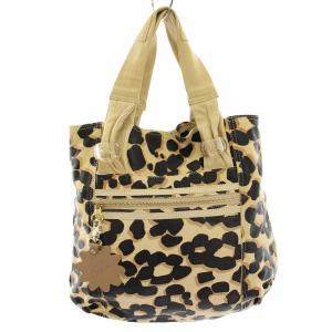 ハンドバッグ ムートンレザー アニマル柄 ヒョウ柄 レオパード柄 ベージュ 黒 ブラック 9S7193-N107