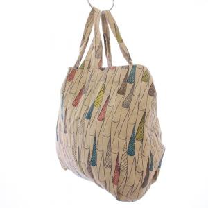mina perhonen sunnyrain トートバッグ ハンドバッグ 総柄 リネン ベージュ
