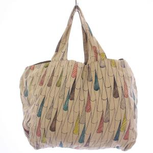 mina perhonen sunnyrain トートバッグ ハンドバッグ 総柄 リネン ベージュ