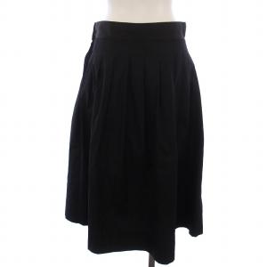 MARGARET HOWELL 24SS フレアスカート プリーツ ひざ丈 シルク混 2 M 黒 ブラック /DK