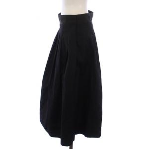 MARGARET HOWELL 24SS フレアスカート プリーツ ひざ丈 シルク混 2 M 黒 ブラック /DK