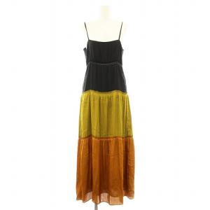 20AW カラーブロックキャミワンピース 522040300501 フレア ロング マキシ ティアード