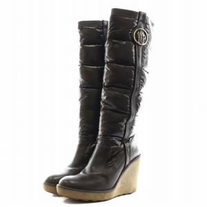 MONCLER ロングブーツ ダウン 37 23.5cm 茶 ブラウン /AN9