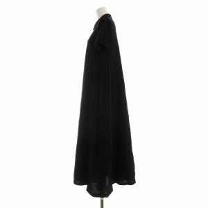 LACOSTE ワンピース ロング 半袖 ロゴ 36 黒 ブラック EF571LJ