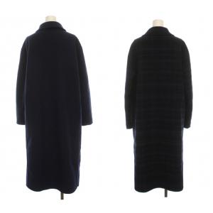 MACKINTOSH LONDON ウールコート ロング リバーシブル チェック アウター 40 ネイビー ブラック /YM