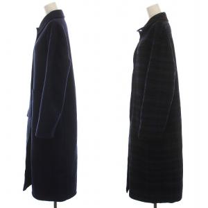 MACKINTOSH LONDON ウールコート ロング リバーシブル チェック アウター 40 ネイビー ブラック /YM