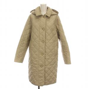 キルティングコート ロング 中綿 裏地チェック アウター 38 ベージュ /YM