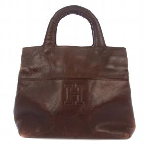 トートバッグ ハンドバッグ ロゴ レザー ブラウン /BM