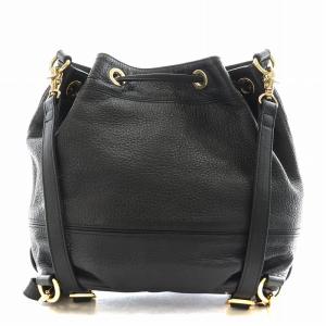 BURBERRY BLUE LABEL リュックサック デイバッグ レザー 黒 ブラック