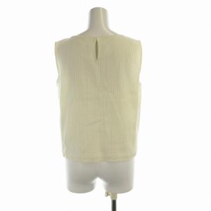GALERIE VIE タグ付き コットンリネンストレッチ ボートネックプルオーバー カットソー ノースリーブ F ベージュ 23-01-41-01302