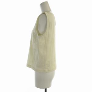 GALERIE VIE タグ付き コットンリネンストレッチ ボートネックプルオーバー カットソー ノースリーブ F ベージュ 23-01-41-01302