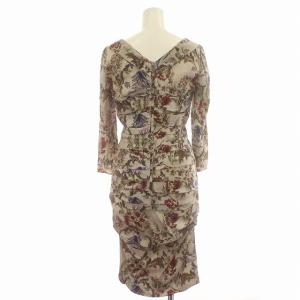 DOLCE&GABBANA ドレープワンピース F6BK9T 花柄 ワンピース 七分袖 ひざ丈 40 グレー