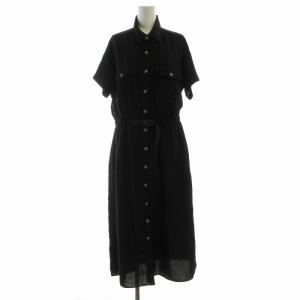 シャツワンピース マキシ ロング ベルト 半袖 S 黒 ブラック GLOP-19S908 /RO