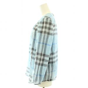 BURBERRY BRIT シャツ ブラウス 長袖 チェック柄 インナーキャミソール付き XS 水色 ライトブルー 黒 ブラック