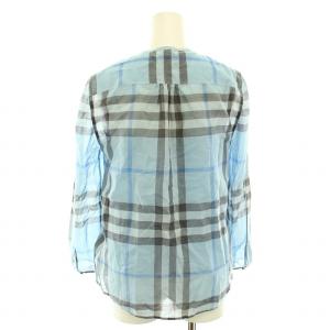 BURBERRY BRIT シャツ ブラウス 長袖 チェック柄 インナーキャミソール付き XS 水色 ライトブルー 黒 ブラック