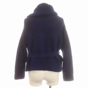 BURBERRY LONDON カーディガン ニット ウール リボンベルト 長袖 F 青 ブルー /G