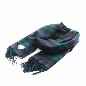 ストール フリンジ チェック柄 カシミヤ 紺 ネイビー 黒 ブラック 緑 グリーン /AN28