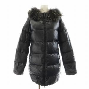 カッパ KAPPA ダウンコート ロング丈 フード ファー アウター 38 黒 ブラック /AN26